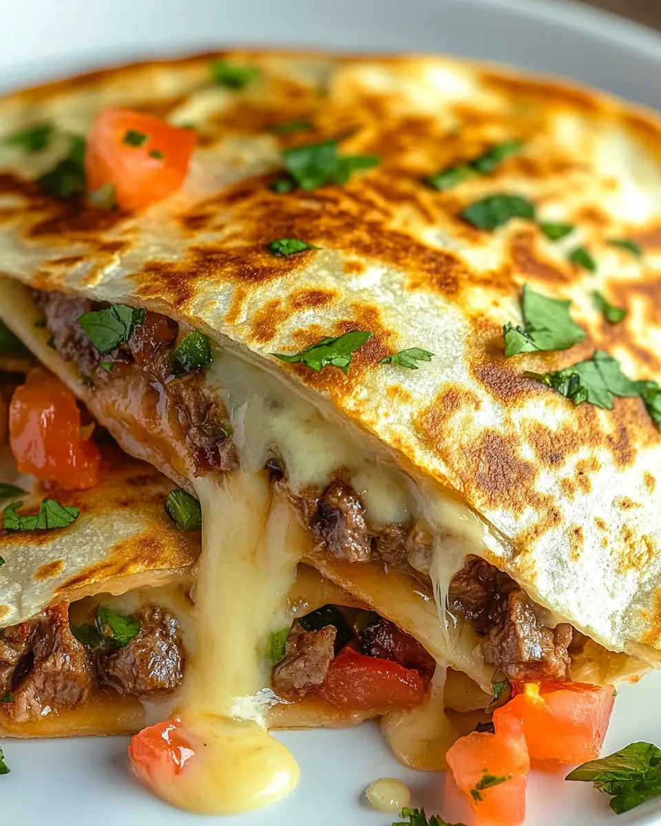 Käseüberbackene Steak-Quesadillas First Image First Image