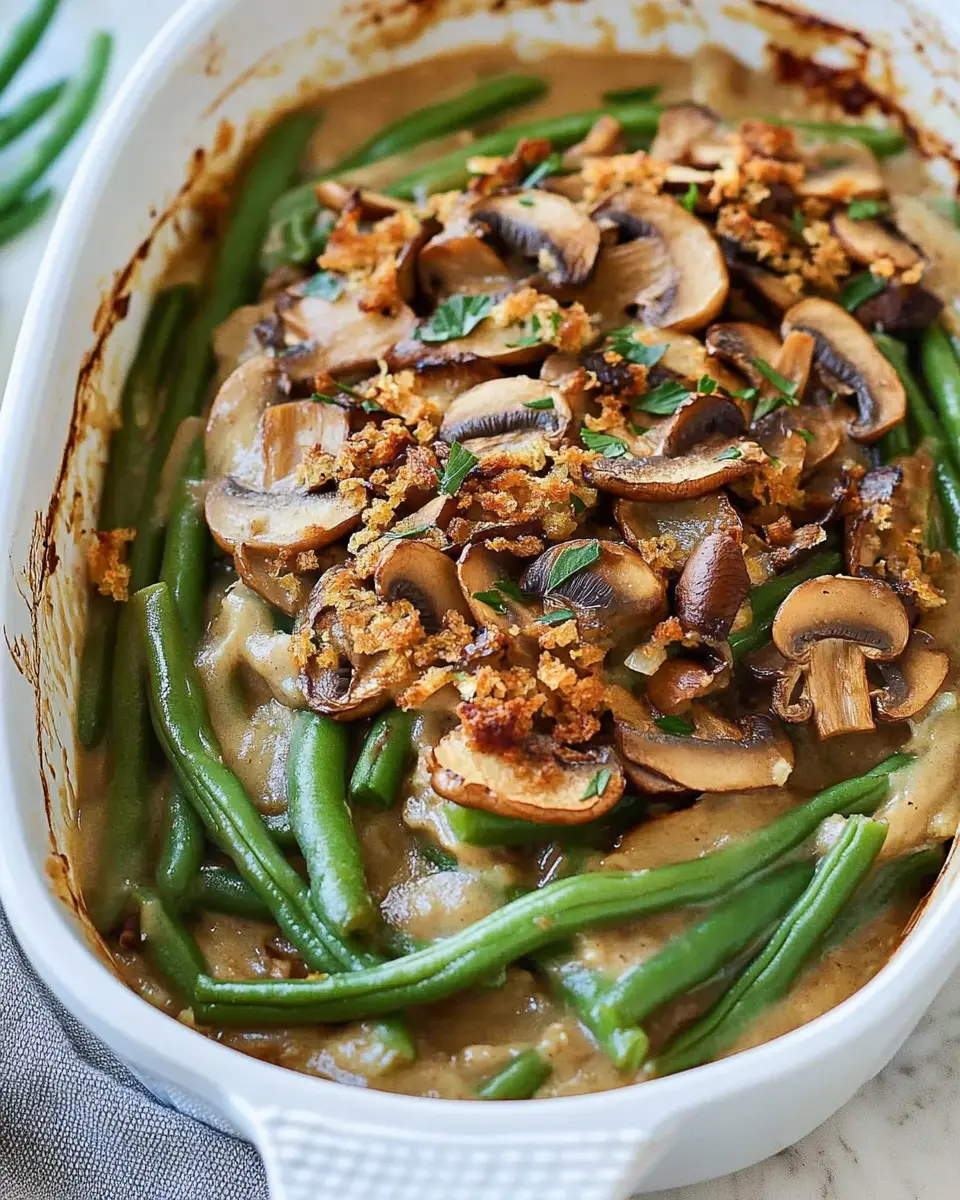 Grüner Bohnenauflauf mit Champignons | vegan, einfach First Image First Image