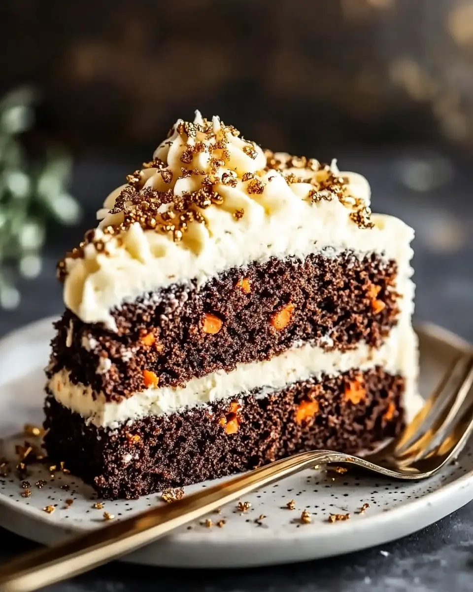 Schoko Karottenkuchen mit Frischkäse Frosting – Saftig, aromatisch und perfekt für jede Jahreszeit First Image First Image