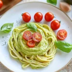 Cremige Avocado-Pasta mit Kirschtomaten First Image First Image