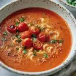Vegane Tomatensuppe mit Nudeln First Image First Image