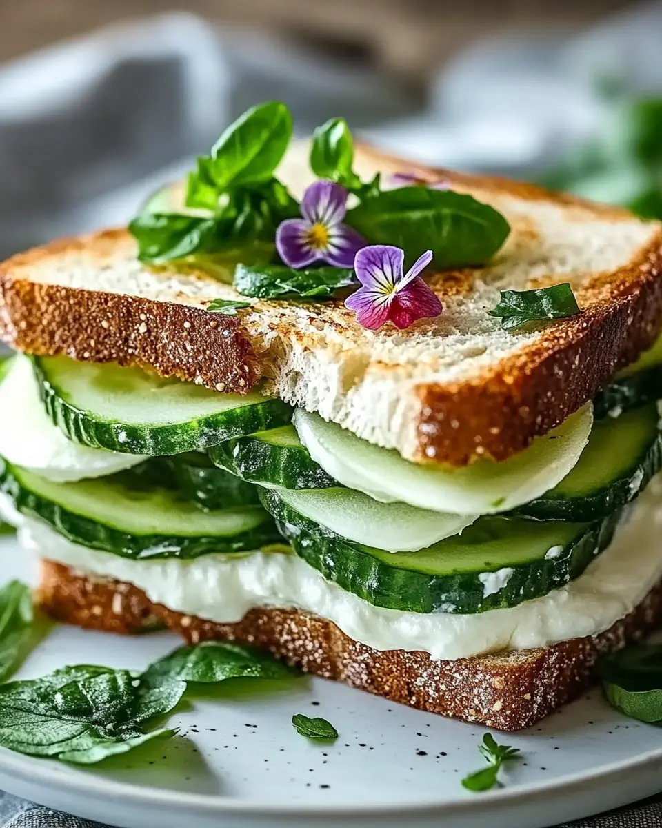 Mozzarella-Gurken-Sandwich mit Kresse First Image First Image