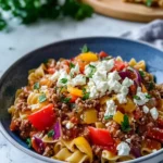 Kritharaki Hackfleisch Pfanne mit Gemüse und Feta – einfach & mediterran genießen First Image First Image
