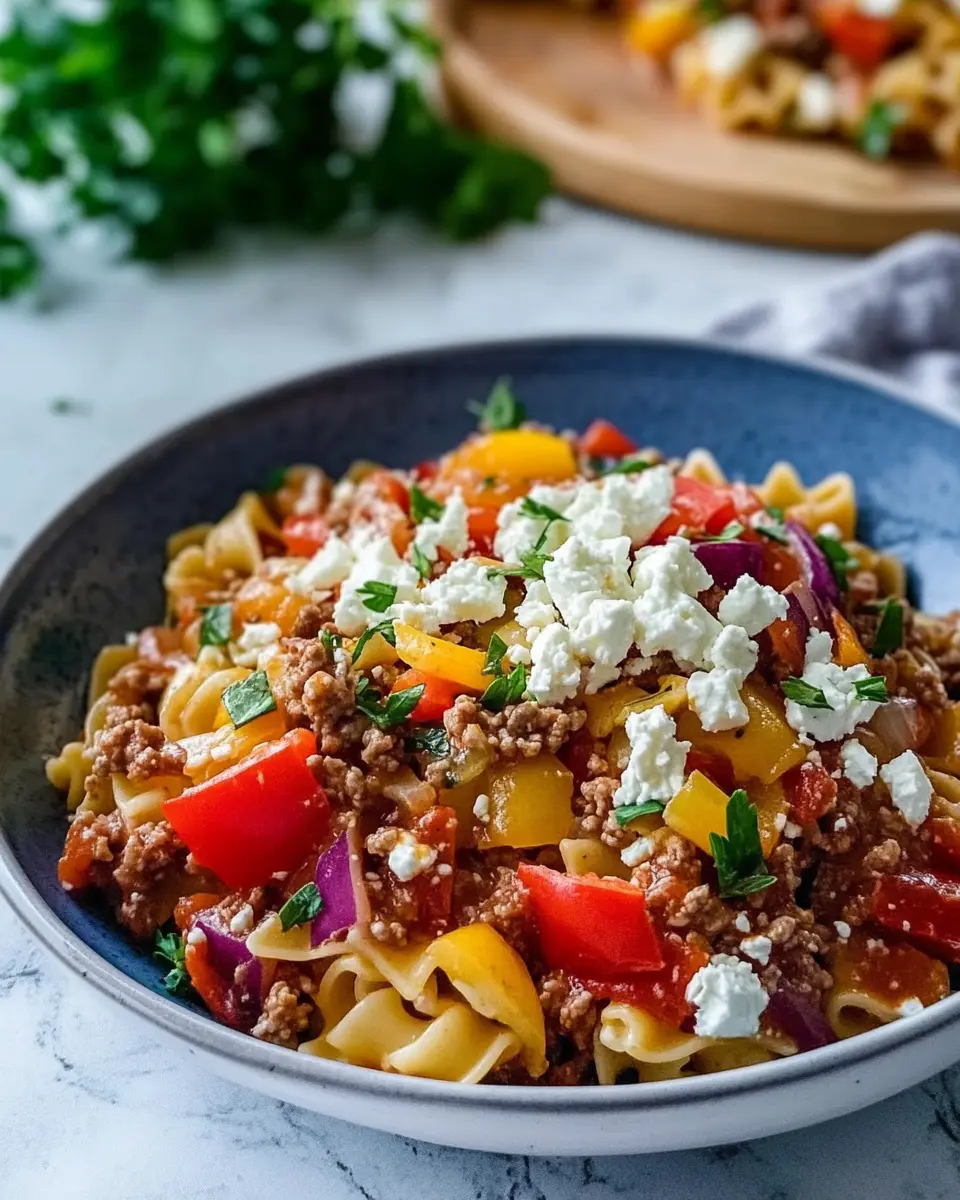 Kritharaki Hackfleisch Pfanne mit Gemüse und Feta – einfach & mediterran genießen First Image First Image