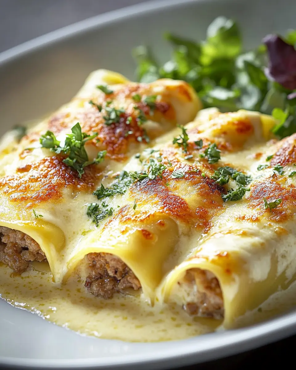 Cannelloni mit Fleischfüllung und köstlicher Béchamelsauce First Image First Image