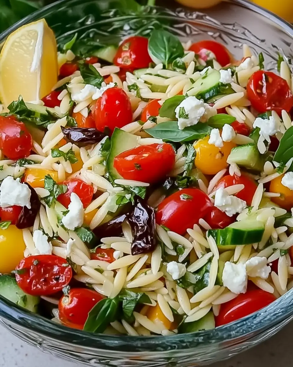 Italienisches Orzo Salat – Frischer Nudelsalat mit mediterranem Flair First Image
