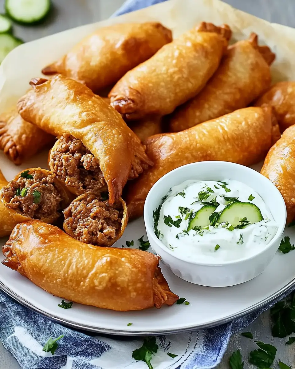 Piroggen mit Hackfüllung mit Gurken First Image