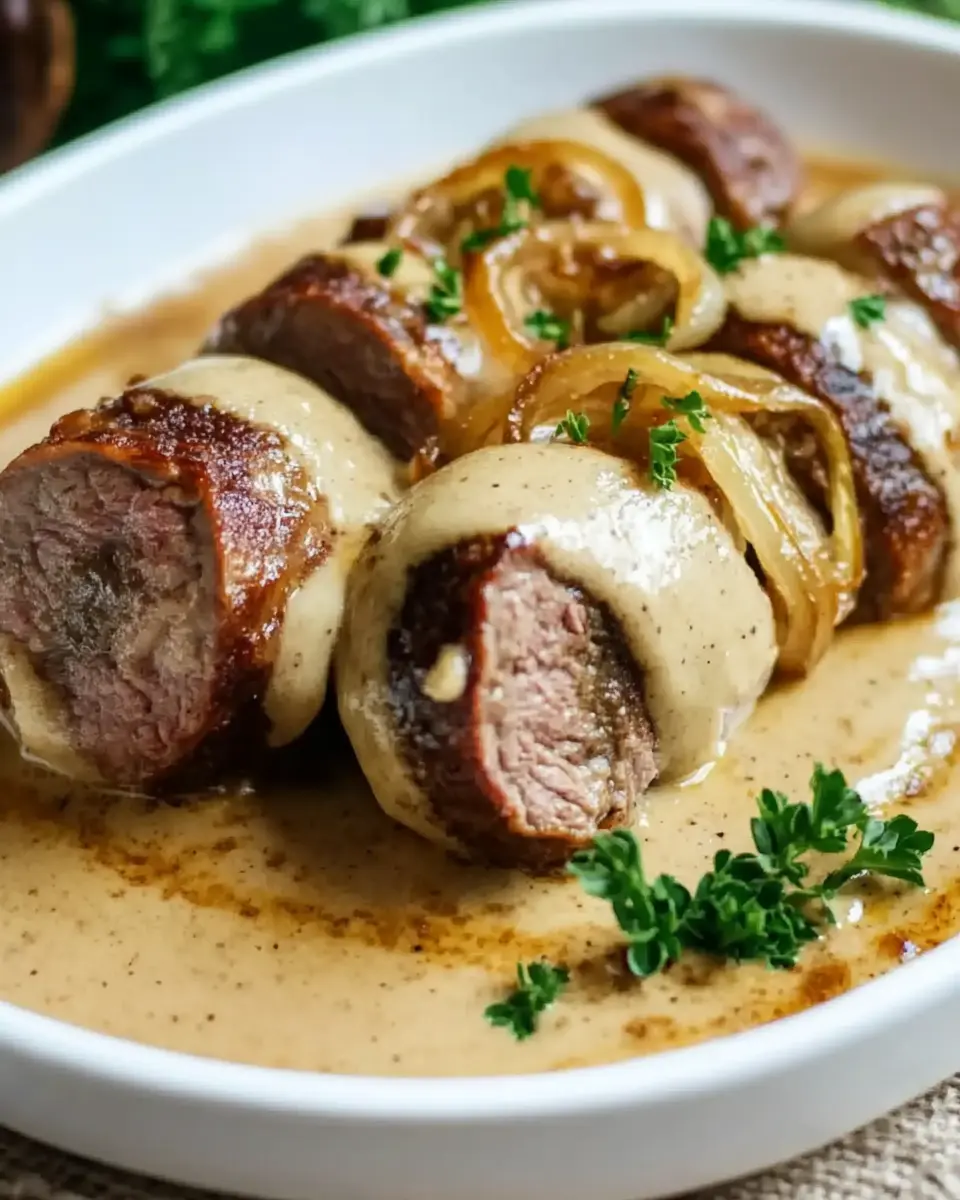 Hackfleischrouladen Rezept: Bestes Gericht mit Zwiebel-Sahne-Sauce 7