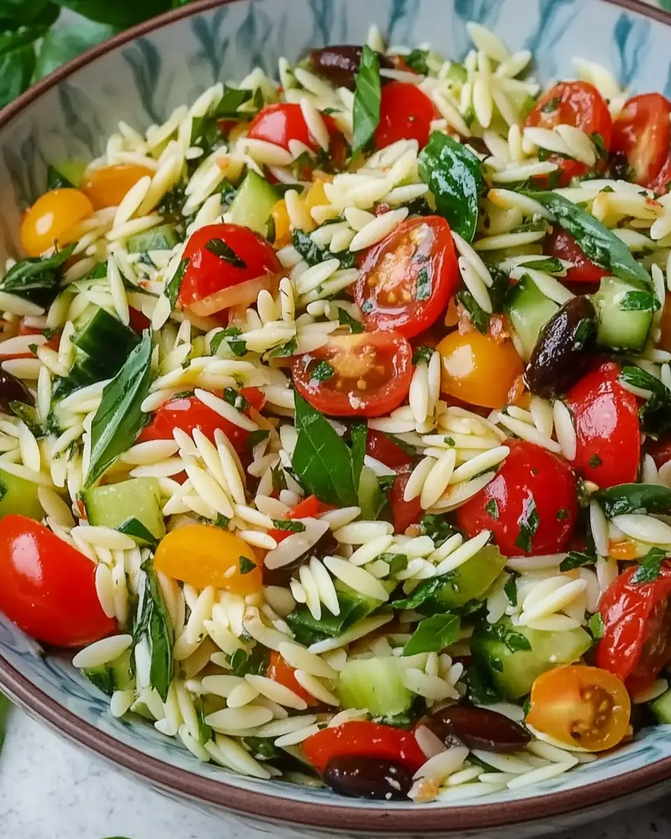 Italienisches Orzo Salat – Frischer Nudelsalat mit mediterranem Flair First Image