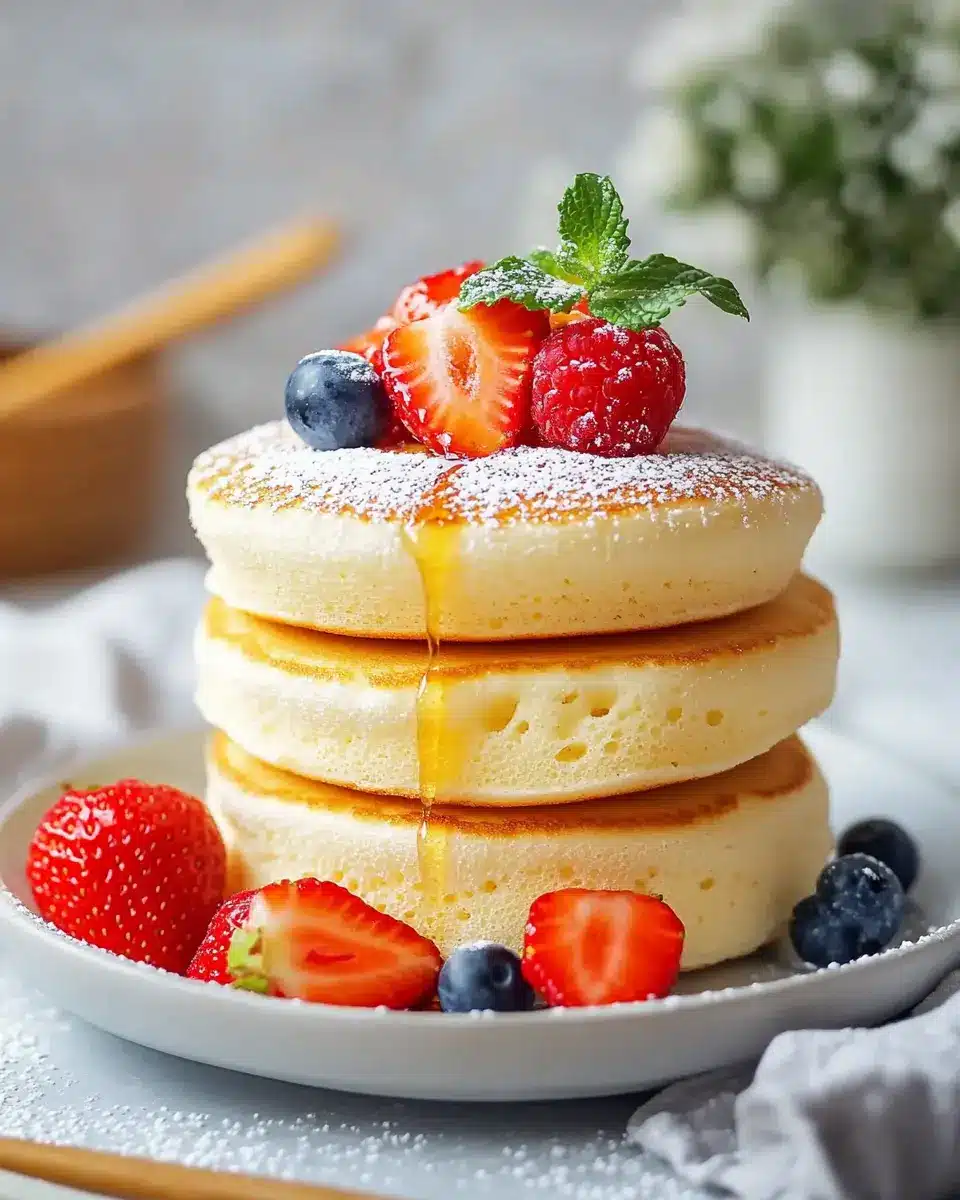 Flauschige japanische Soufflé Pfannkuchen – Das perfekte luftige Frühstückserlebnis First Image