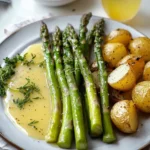 Grüner Spargel mit Zitronen Buttersauce und Kartoffeln – Bestes Rezept First Image