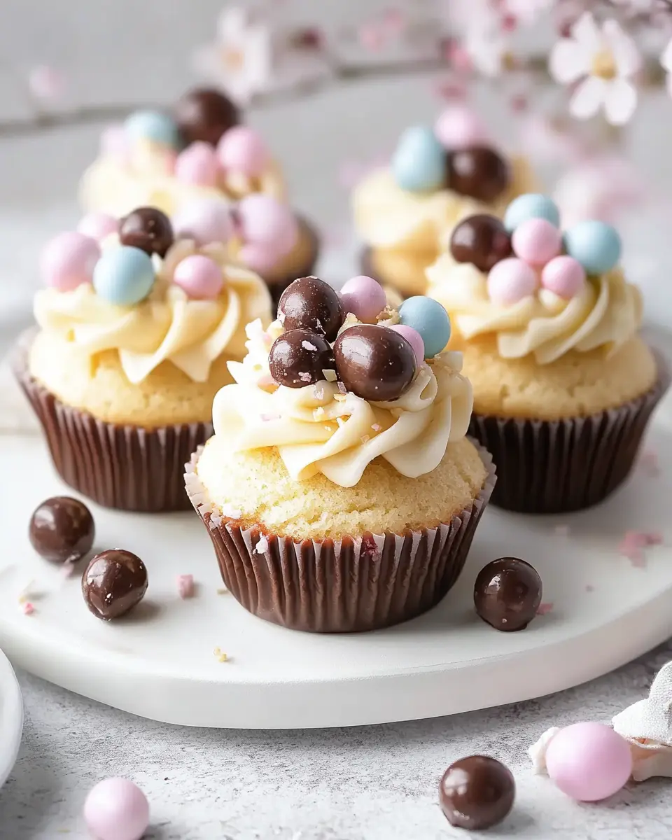 Oster Cupcakes mit Schoko Bons – Einfaches & luftiges Osterrezept First Image