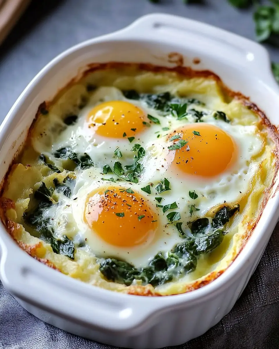 Kartoffel Spinat Auflauf mit Spiegelei – Einfaches Rezept First Image
