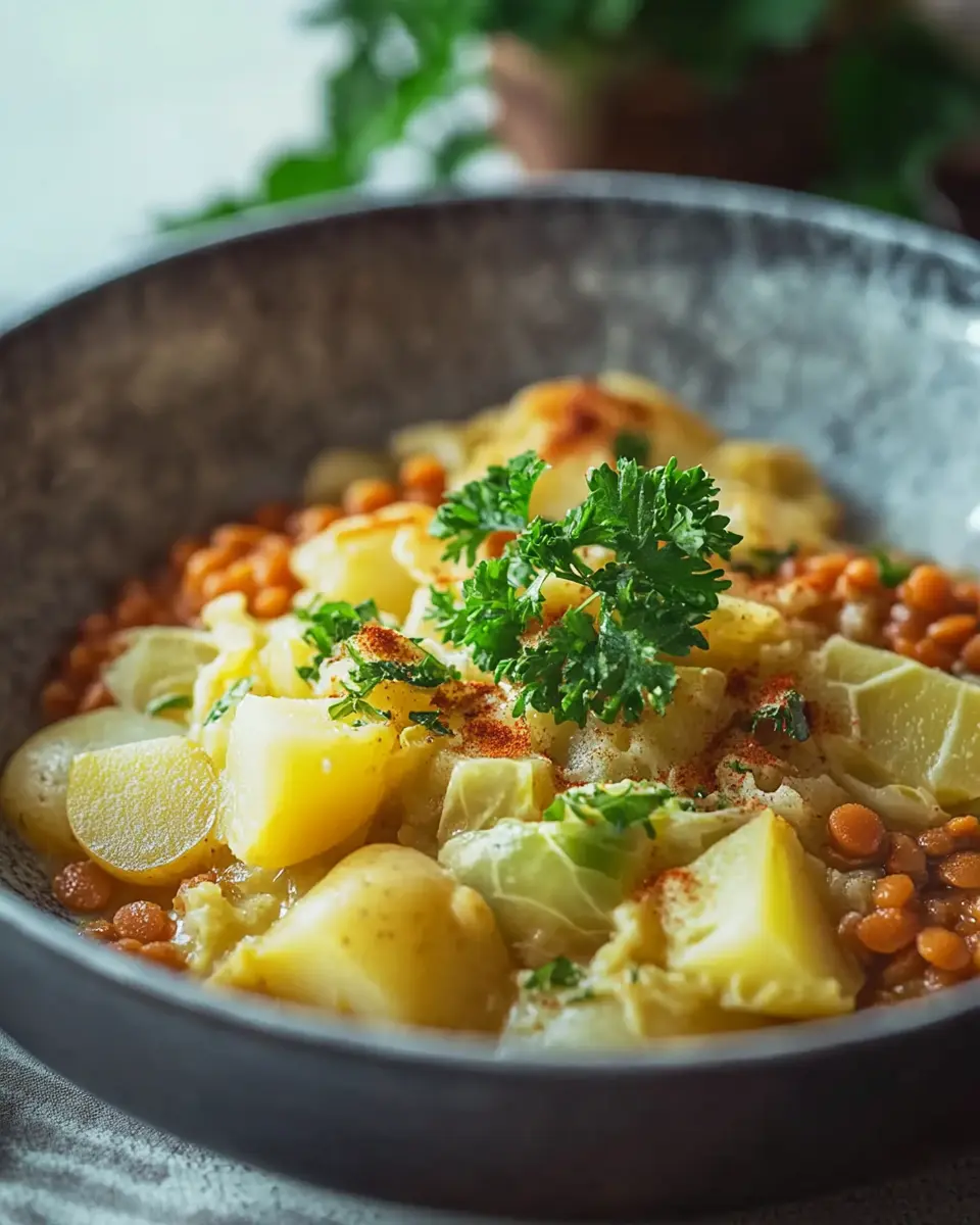Spitzkohl mit Kartoffeln und roten Linsen – Einfach & Cremig First Image