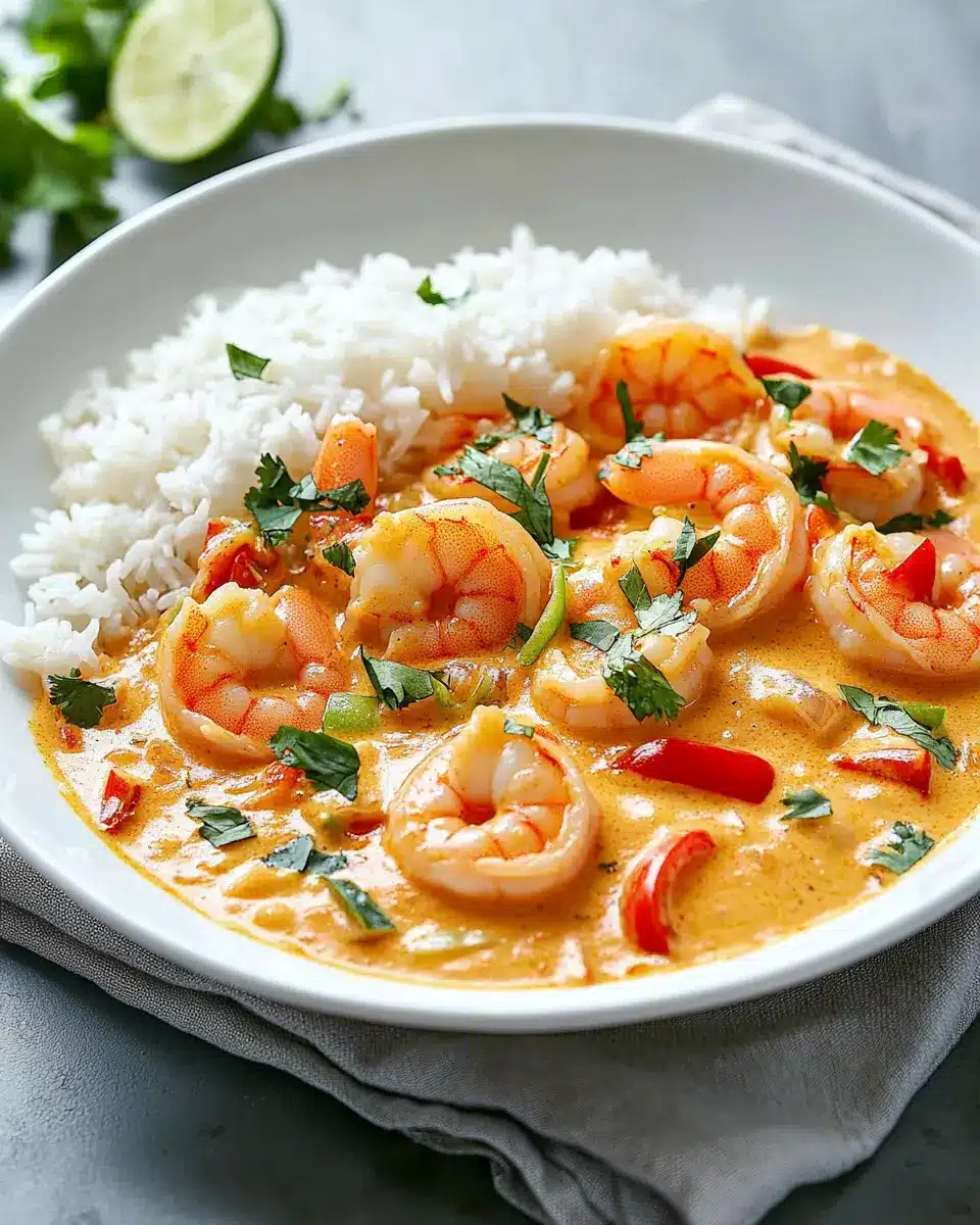 Garnelen in Kokosnuss-Sauce mit weißem Reis – exotisch & cremig First Image