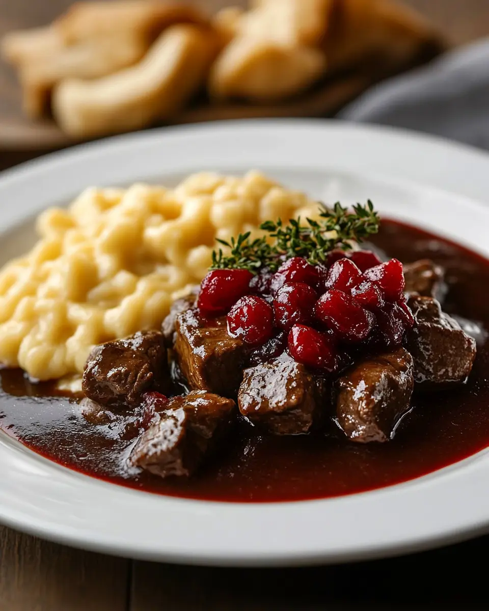 Hirschragout mit Preiselbeeren: Aromatic Comfort with Spätzle 5