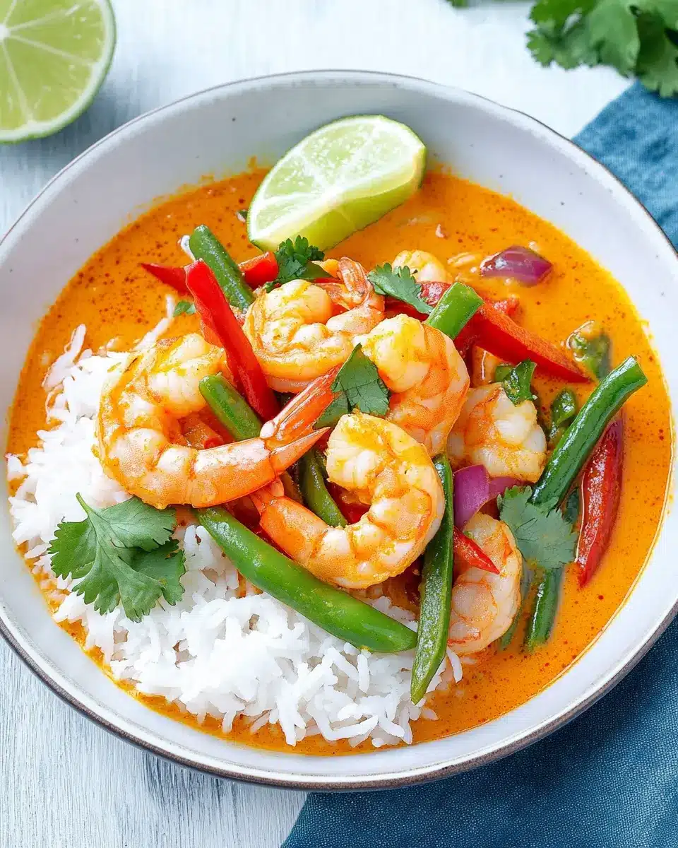 Rotes Thai-Curry mit Garnelen First Image
