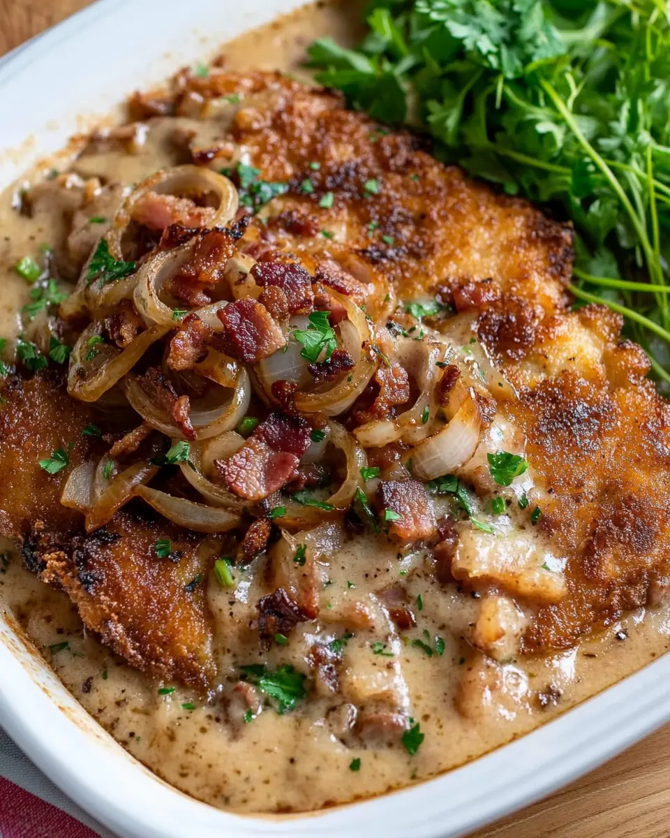 Schweineschnitzel mit Zwiebel-Specksauce: Creamy & Super Simple 7 mlgacausytalbfq5enkg