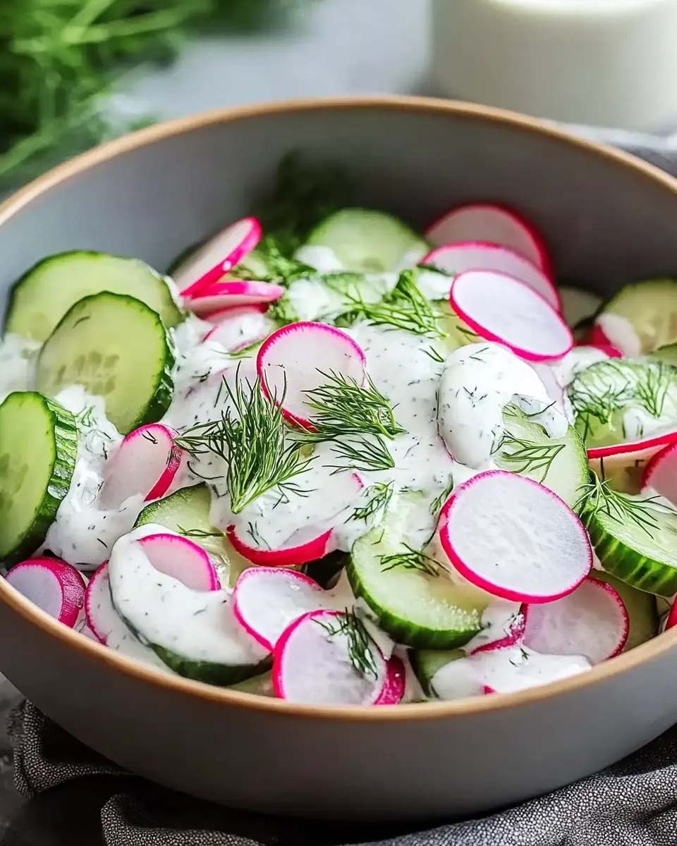 Gurken Radieschen Salat mit Joghurt Dressing – Frisch & Einfach First Image