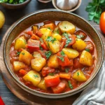 Vegetarisches Kartoffelgulasch mit Paprika First Image First Image