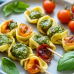 Vegetarische Tortellini Spieße mit Pesto – Bestes Rezept First Image First Image