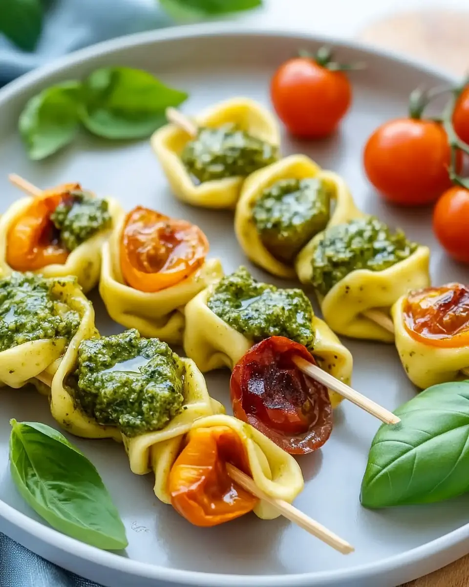 Vegetarische Tortellini Spieße mit Pesto – Bestes Rezept Ever!