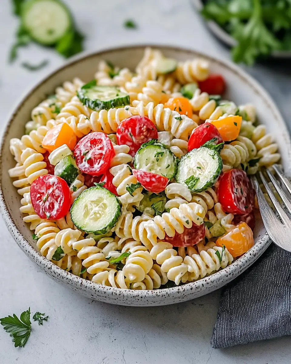 Nudelsalat mit Joghurt – Der perfekte Sommer-Salat für Grillabende First Image